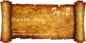 Tyroler Edit névjegykártya